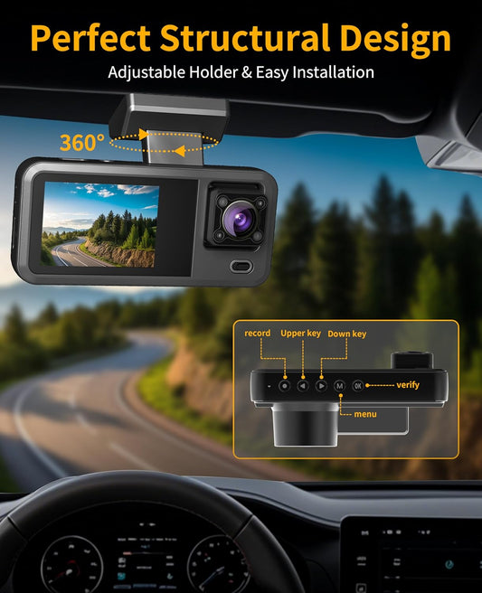 Car Dash Camera - 1080P Wireless Front Dual Channel Dash Cam